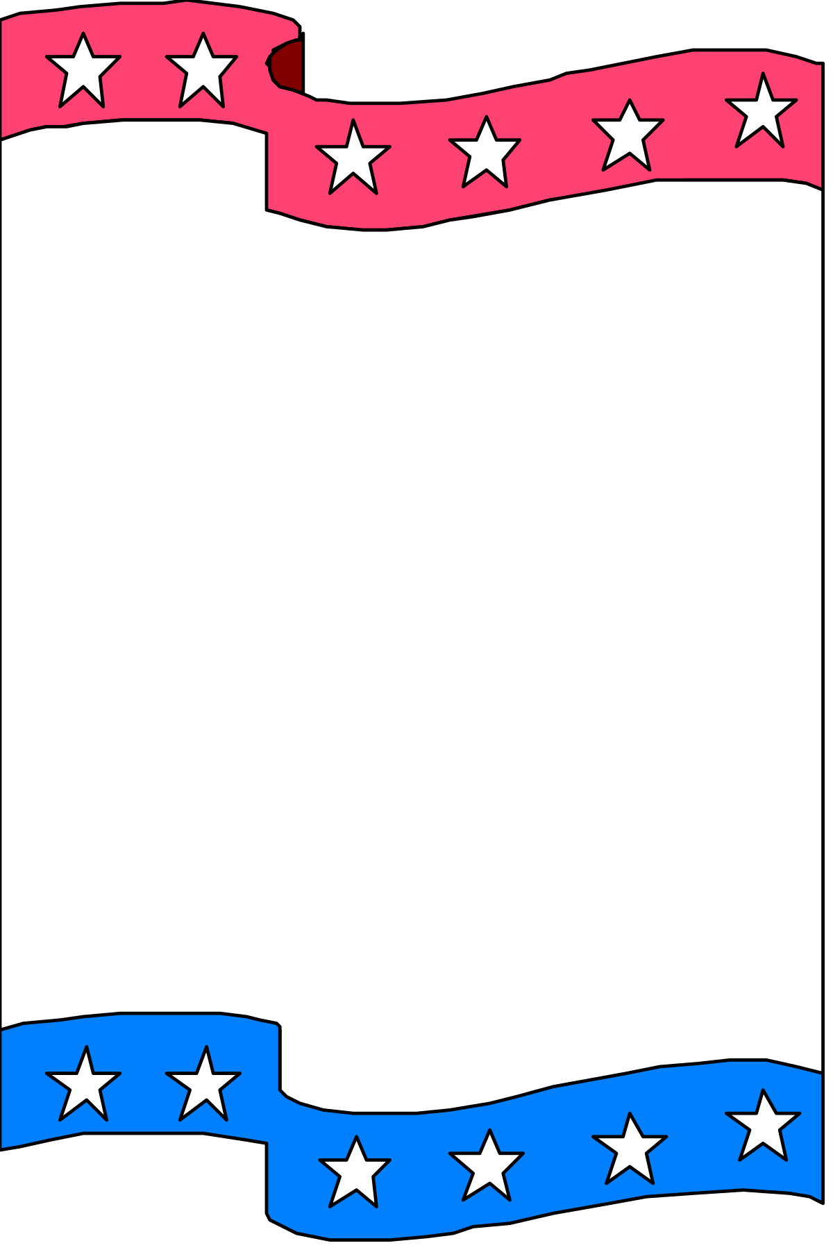 Red White and Blue Flag with Stars Clipart - Patriotic Borders Design