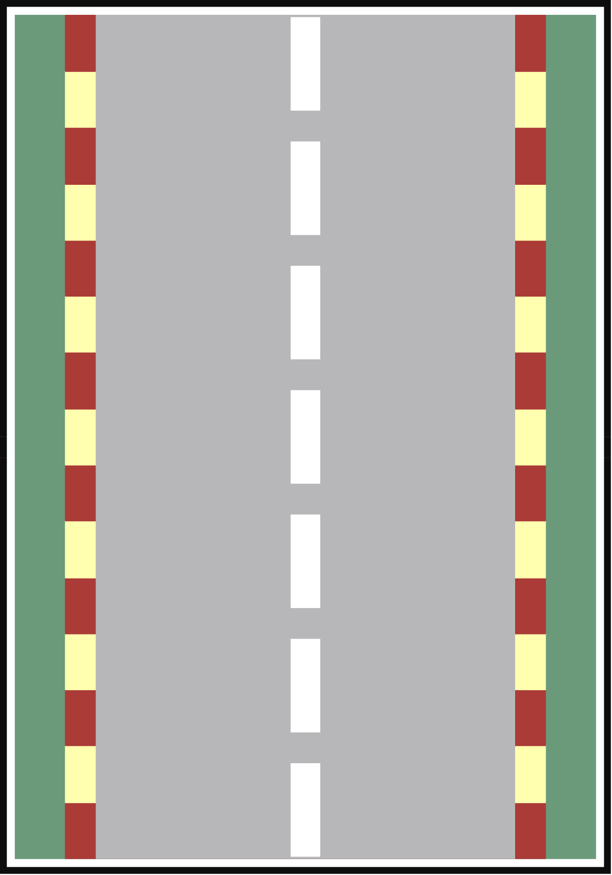 Road Clipart with Dual Lanes and Red Border