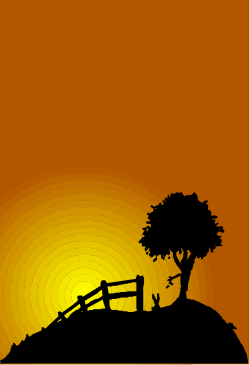 Tree Silhouette on a Hill Clipart - Elegant Borders and Backport Design