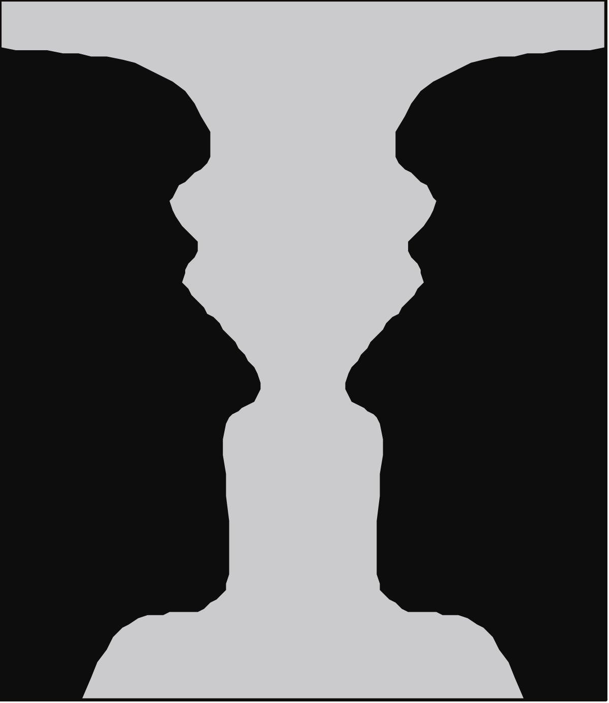 Men Silhouettes Facing Each Other - Creative Borders Clipart