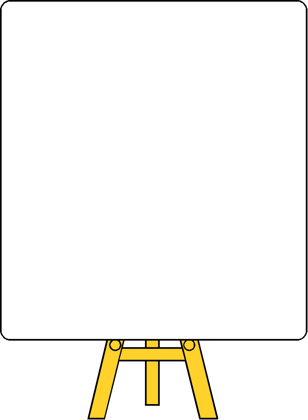 Borders Clipart: Whiteboard with Yellow Stand for Creative Designs