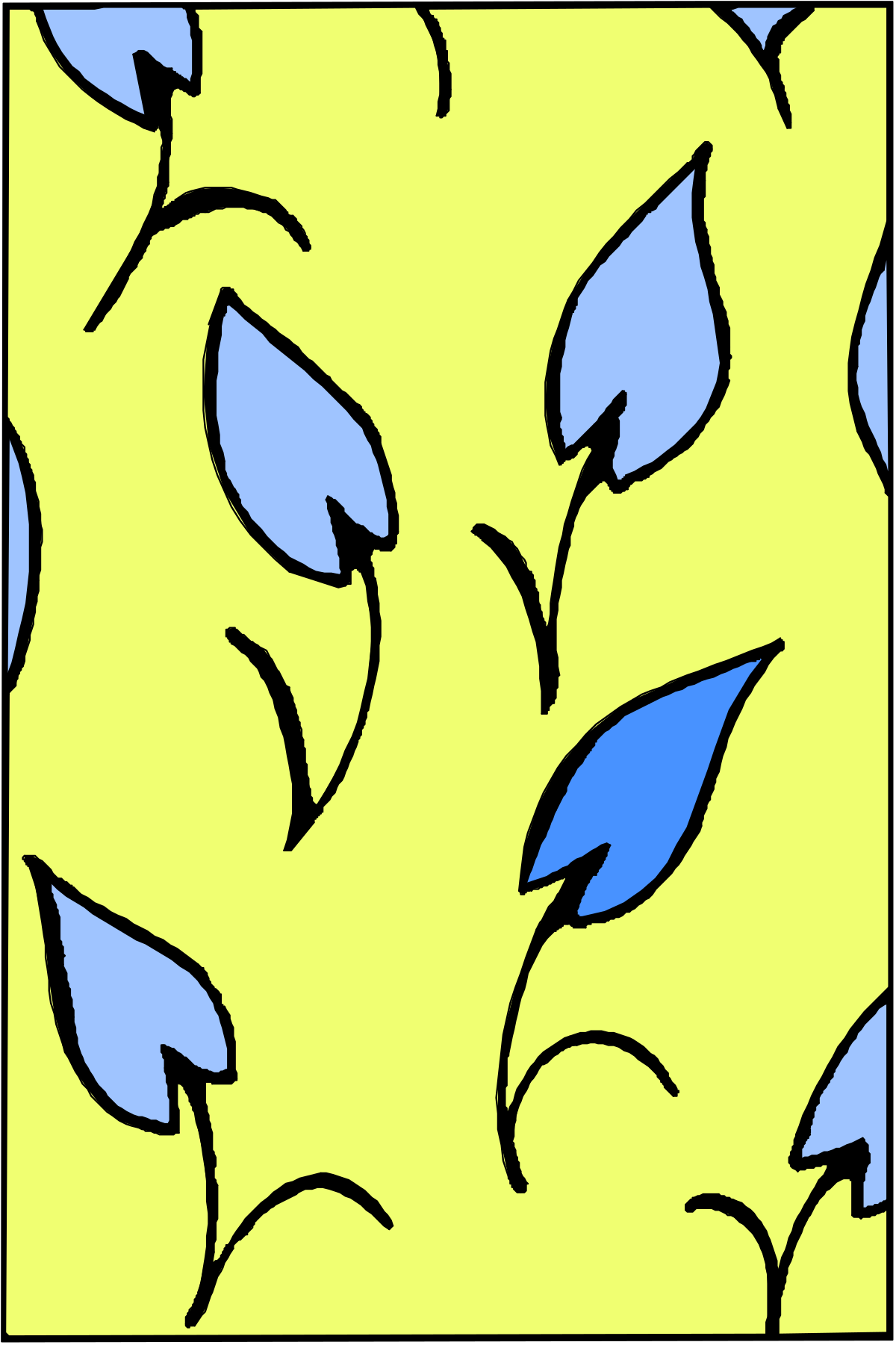 Blue and Yellow Square with Leaves Clipart - Decorative Borders and Backgrounds