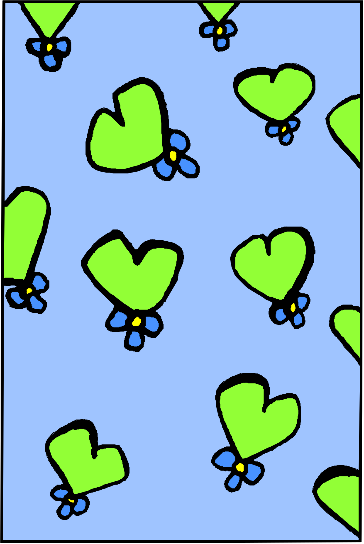 Green Heart Pattern on Blue Background Clipart for Creative Projects