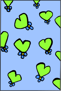 Green Heart Pattern on Blue Background Clipart