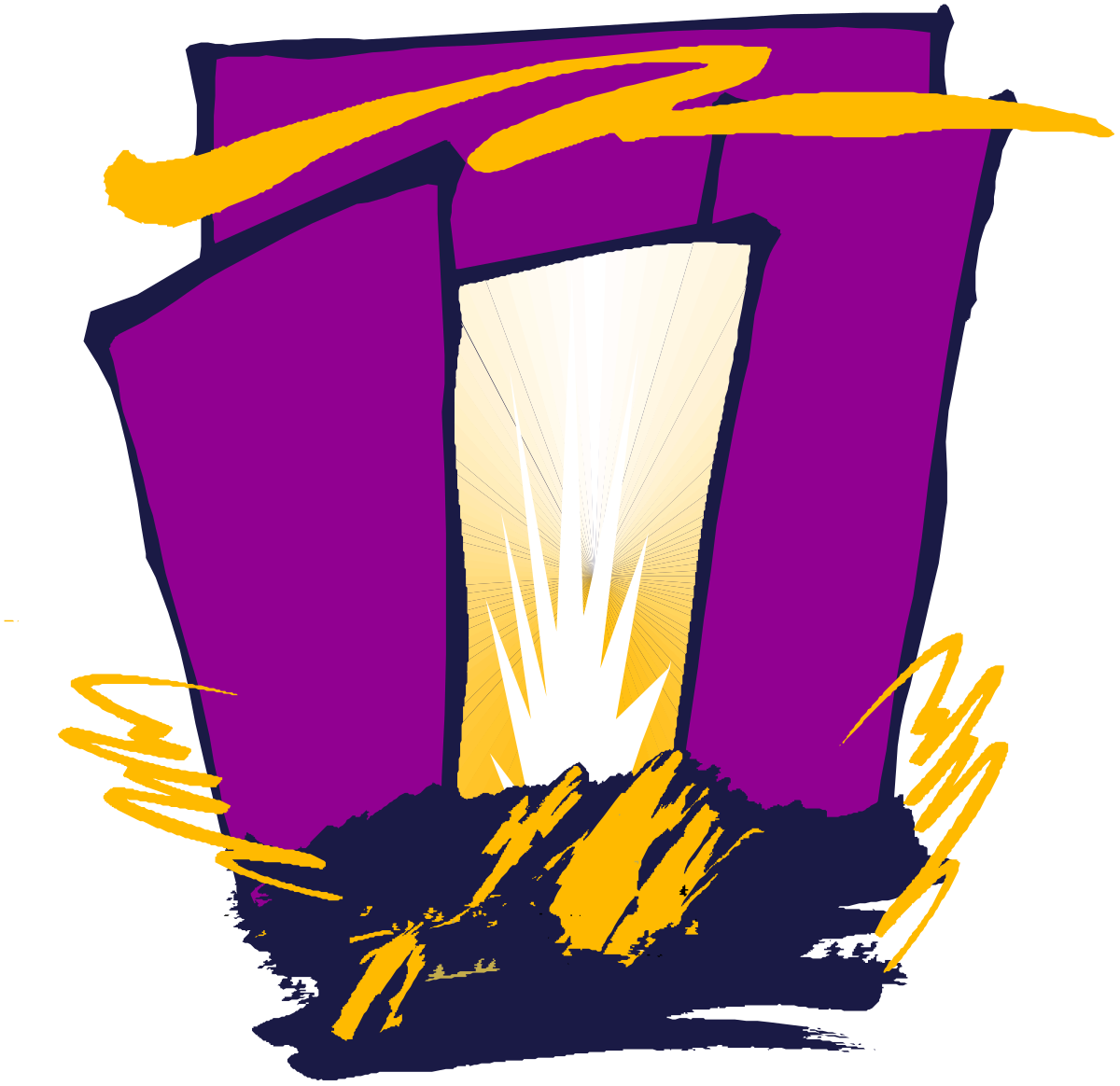 Purple and Yellow Logo Clipart with Borders - Versatile Backport Design