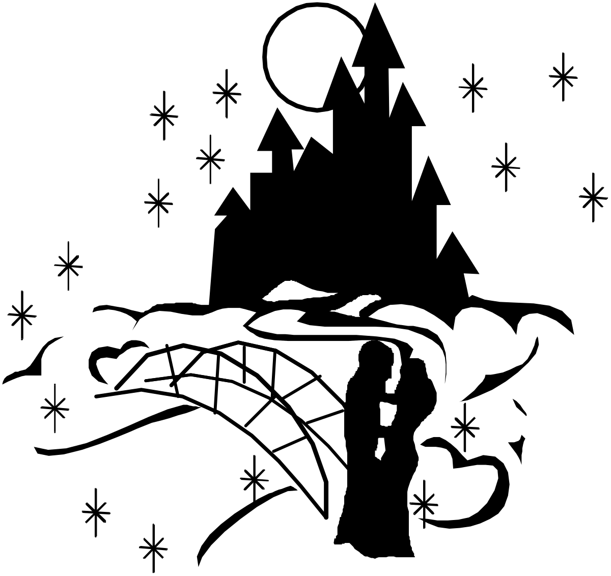 Black and White Beard Man Clipart - Stylish Borders and Backports