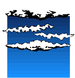 Mountain Range Clipart Outline on Blue and White Background