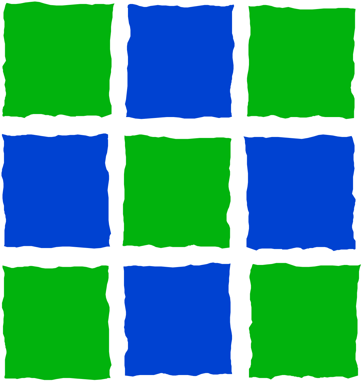 Blue and Green Square Pattern Clipart - Stylish Borders for Design