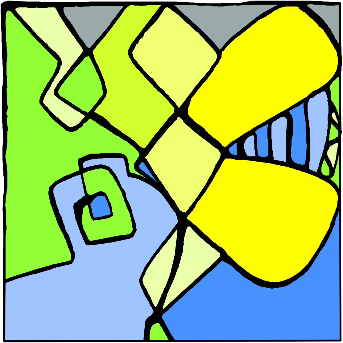 Yellow and Green Abstract Design Clipart - Unique Borders for Creative Projects