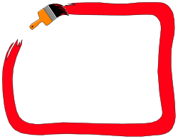 Eye-Catching Red Frame with Paintbrush Clipart for Creative Projects