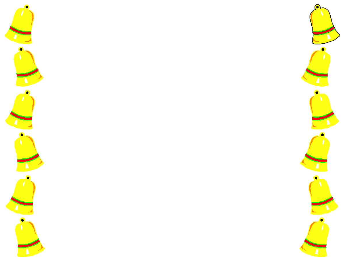 Row of Bells Clipart on Black Background - Decorative Borders