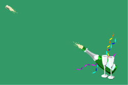 Champagne Bottle and Glass Clipart - Elegant Borders Included
