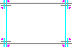 Blue Square Frame with Pink and Green Borders Clipart