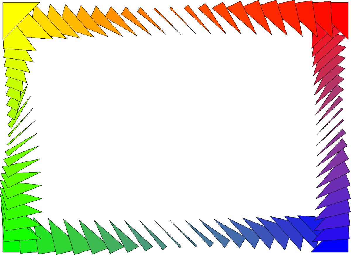 Rainbow Colored Frame on Black Background - Vibrant Clipart for Creative Designs