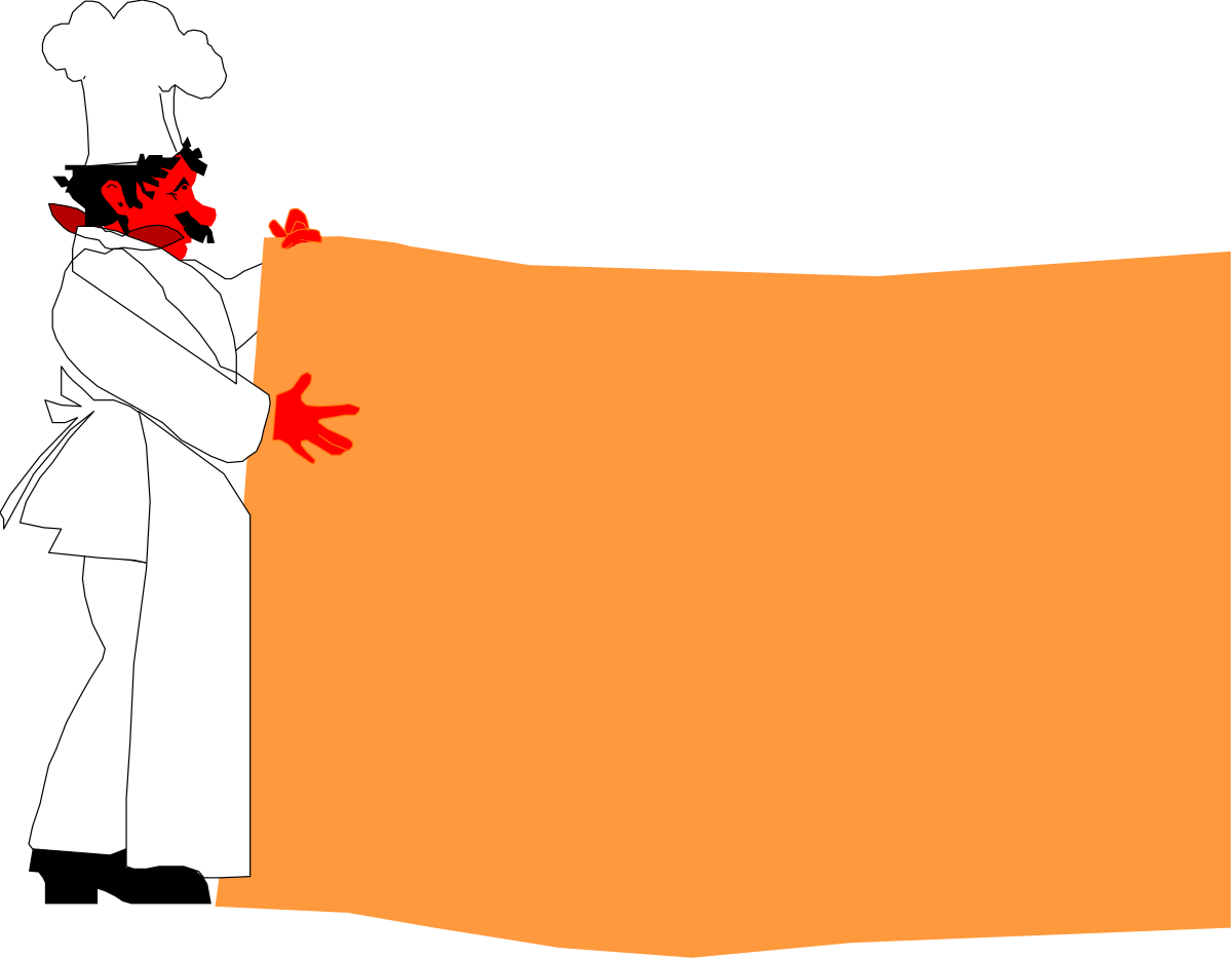 Chef Holding a Large Orange Flag Clipart for Culinary Designs