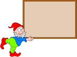 Cartoon Gnome Pointing at Blank Board - Fun Clipart for Creative Projects