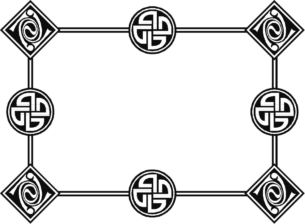 a set of four white symbols on a black background clip art png transparent White Symbols Borders: Elegant Clipart Set on Black Background