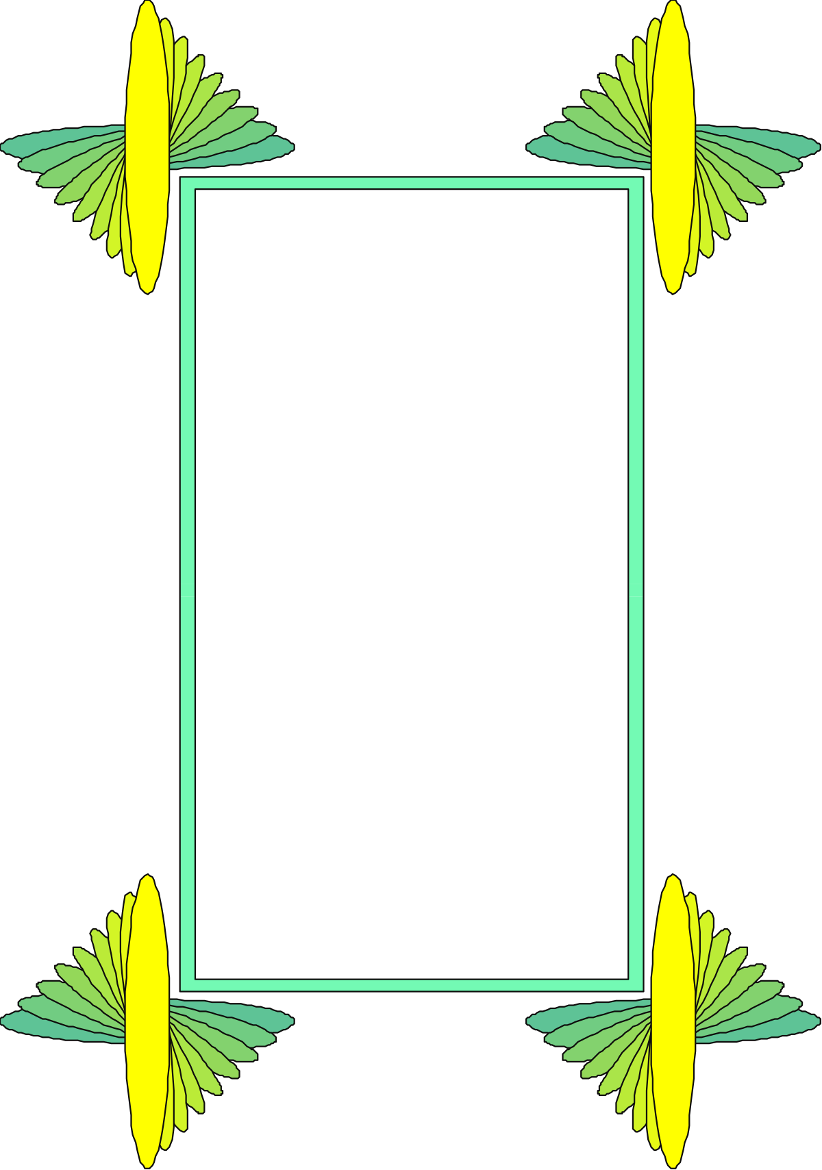 Yellow Flower Borders - Elegant Square Frame Clipart