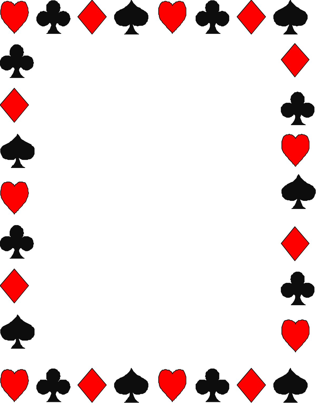 Black and Red Playing Card Frame Clipart for Creative Borders