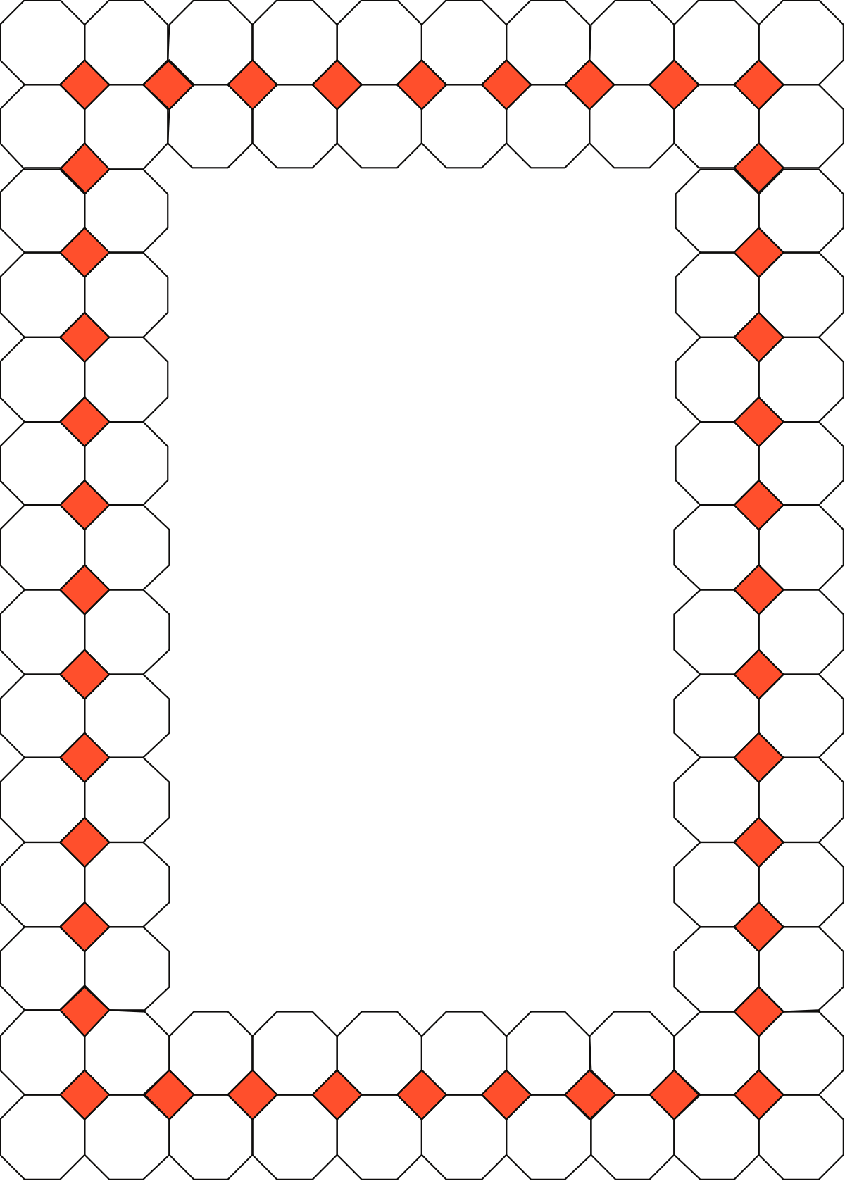 Geometric Pattern Clipart: Black and Red Square Borders
