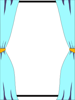 Elegant Blue Curtain with Yellow Stripe Clipart for Borders