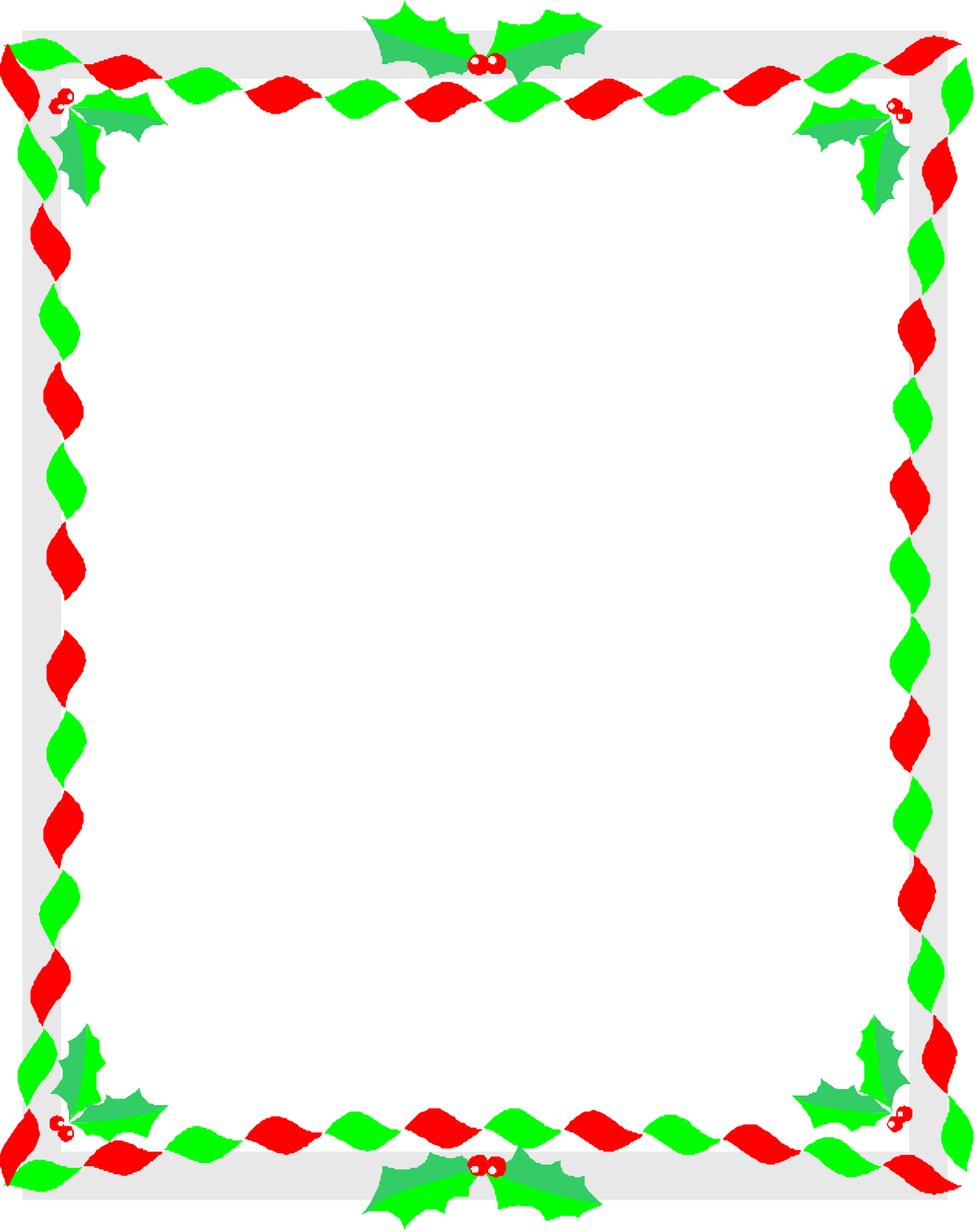 Christmas Frame with Holly and Red Green Leaves - Festive Clipart Design
