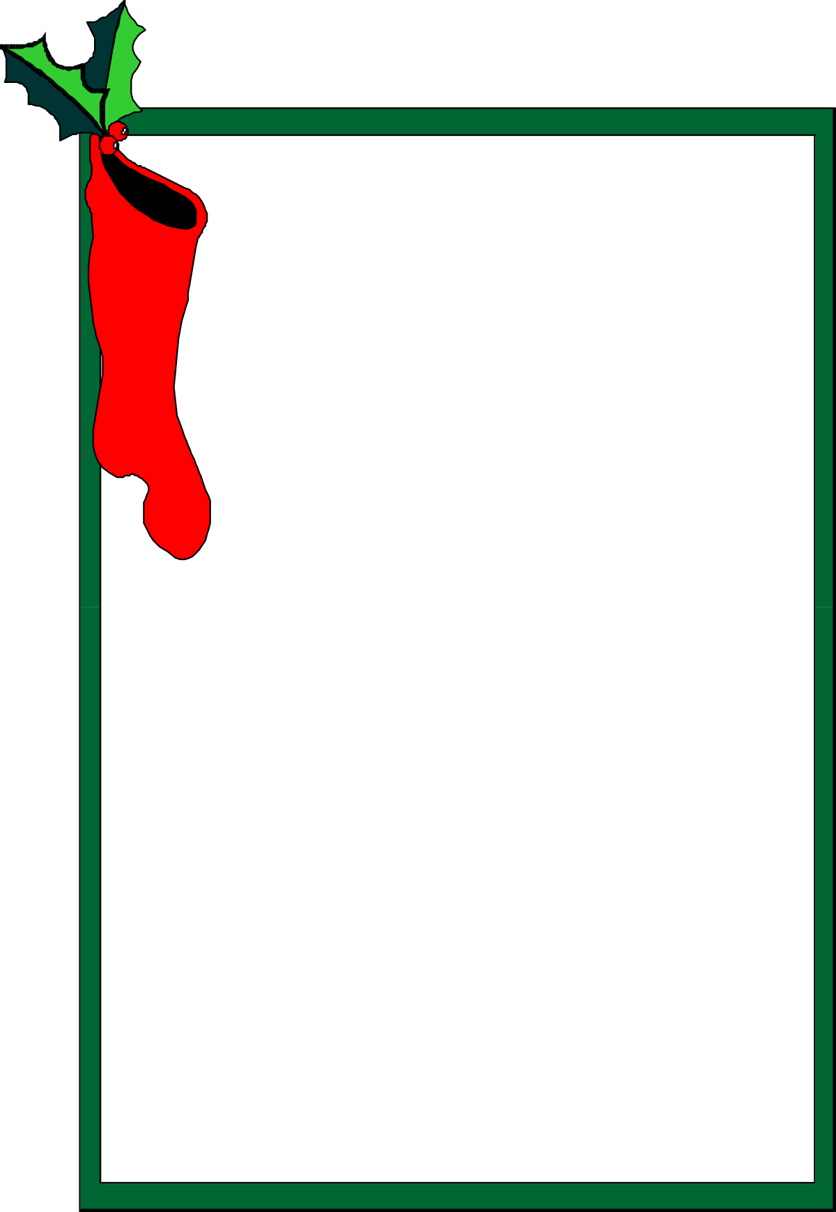 Christmas Stocking Frame with Holly Tree Clipart - Festive Borders