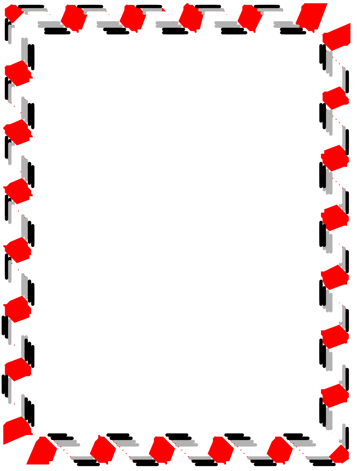 Red and White Striped Border Clipart | Elegant Black Background Design