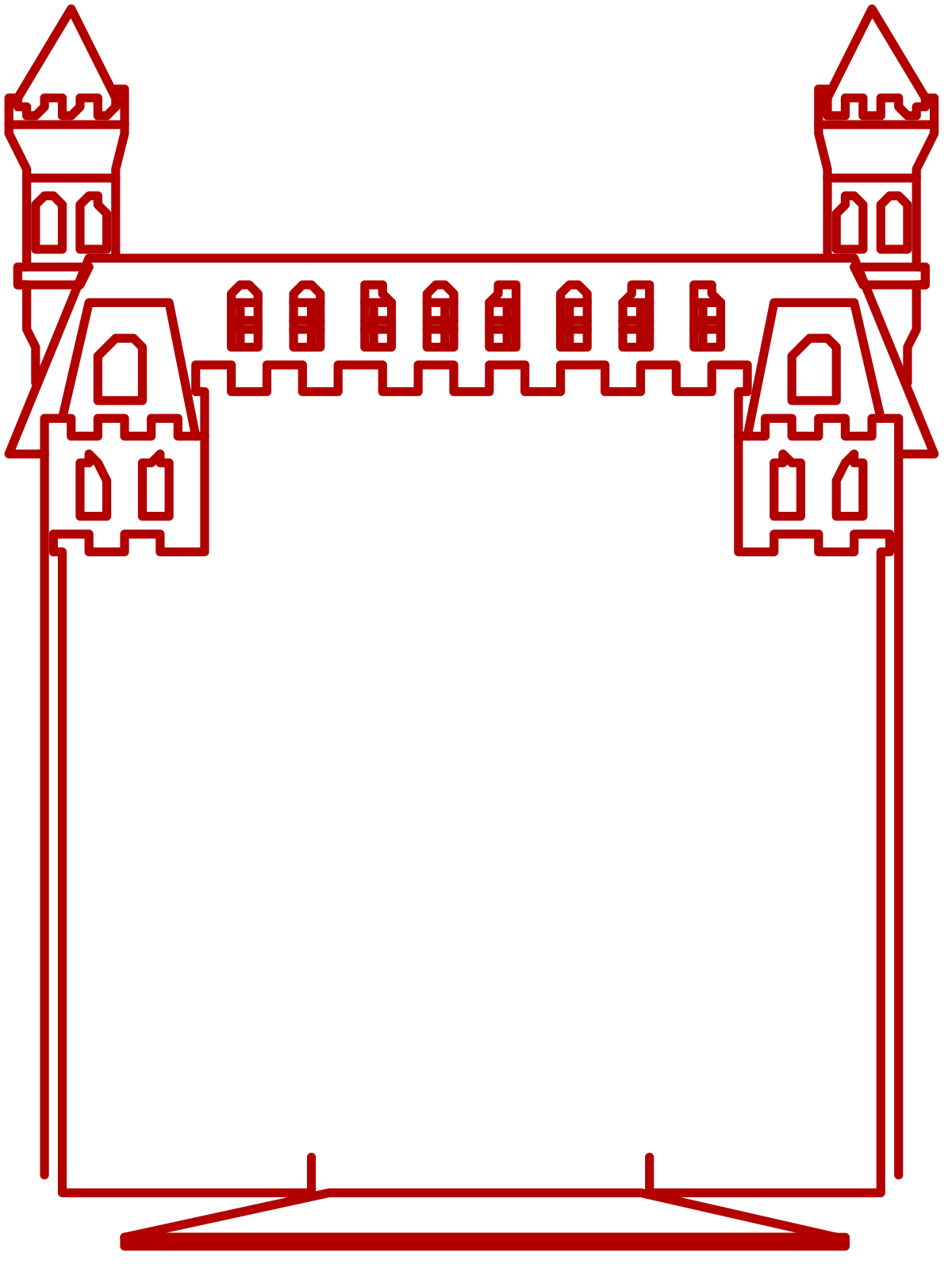 Red Castle Tower with Gate Clipart - Enchanting Borders for Creative Use