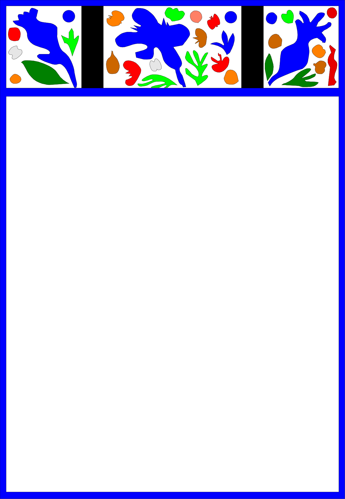 Bird and Flowers Clipart: Elegant Blue Frame Design
