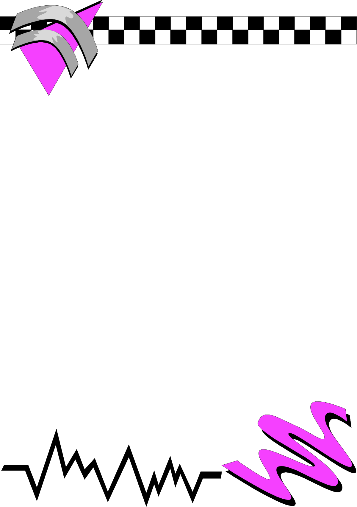 Pink and Black Checkered Background with White Border Clipart