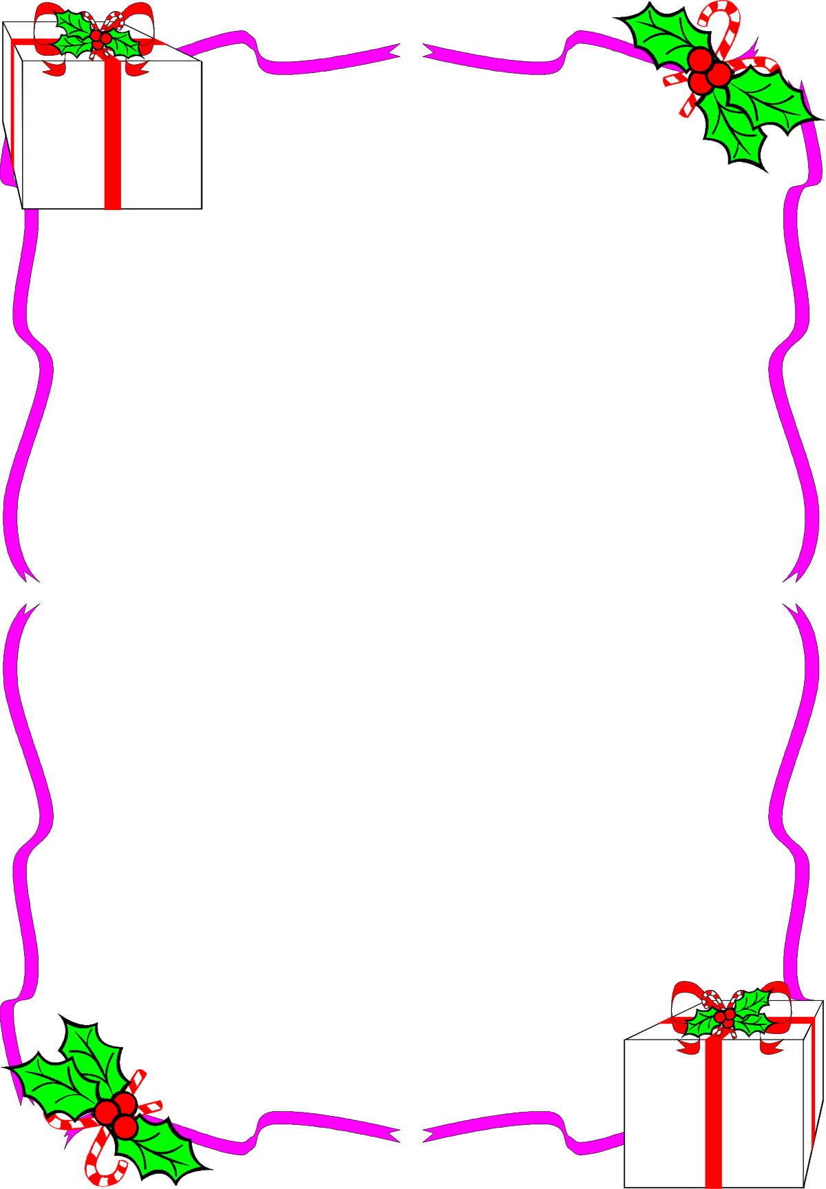 Christmas Frame with Holly and Presents - Festive Clipart Design