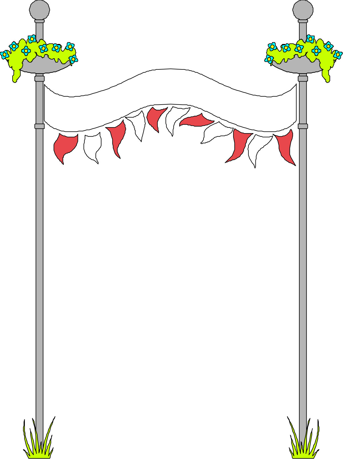 White and Red Flag with Green Dragon Clipart Design