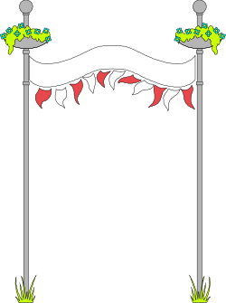 White and Red Flag with Green Dragon Clipart Design