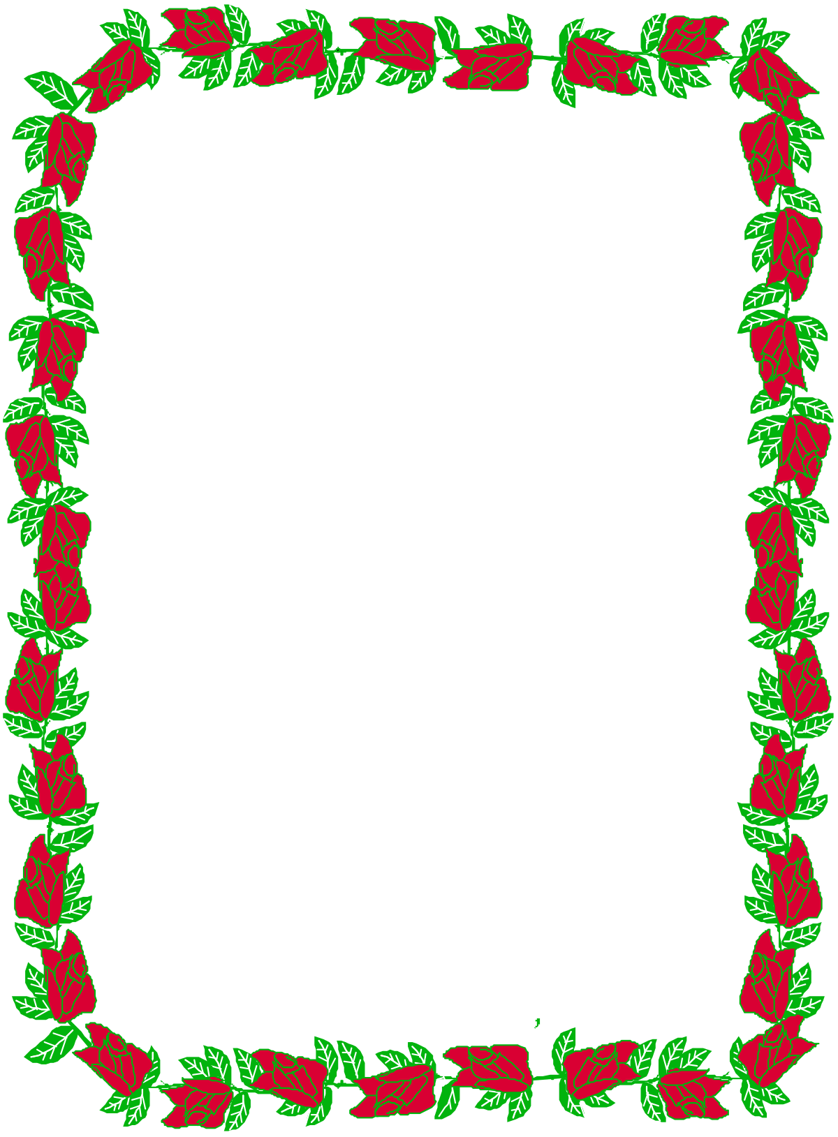 Red Rose Border with Green Leaves Clipart for Elegant Designs