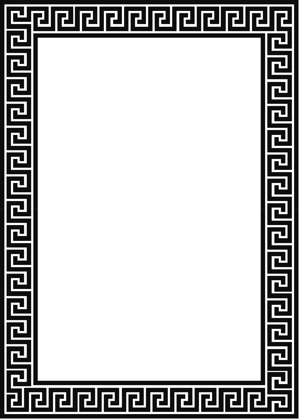 Elegant Black Square Frame with Greek Pattern Clipart for Versatile Design Use