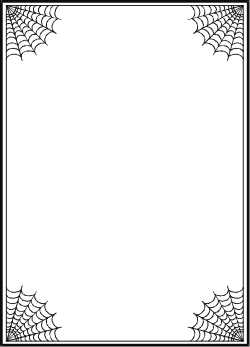 Black and White Halloween Frame with Spider Webs Clipart