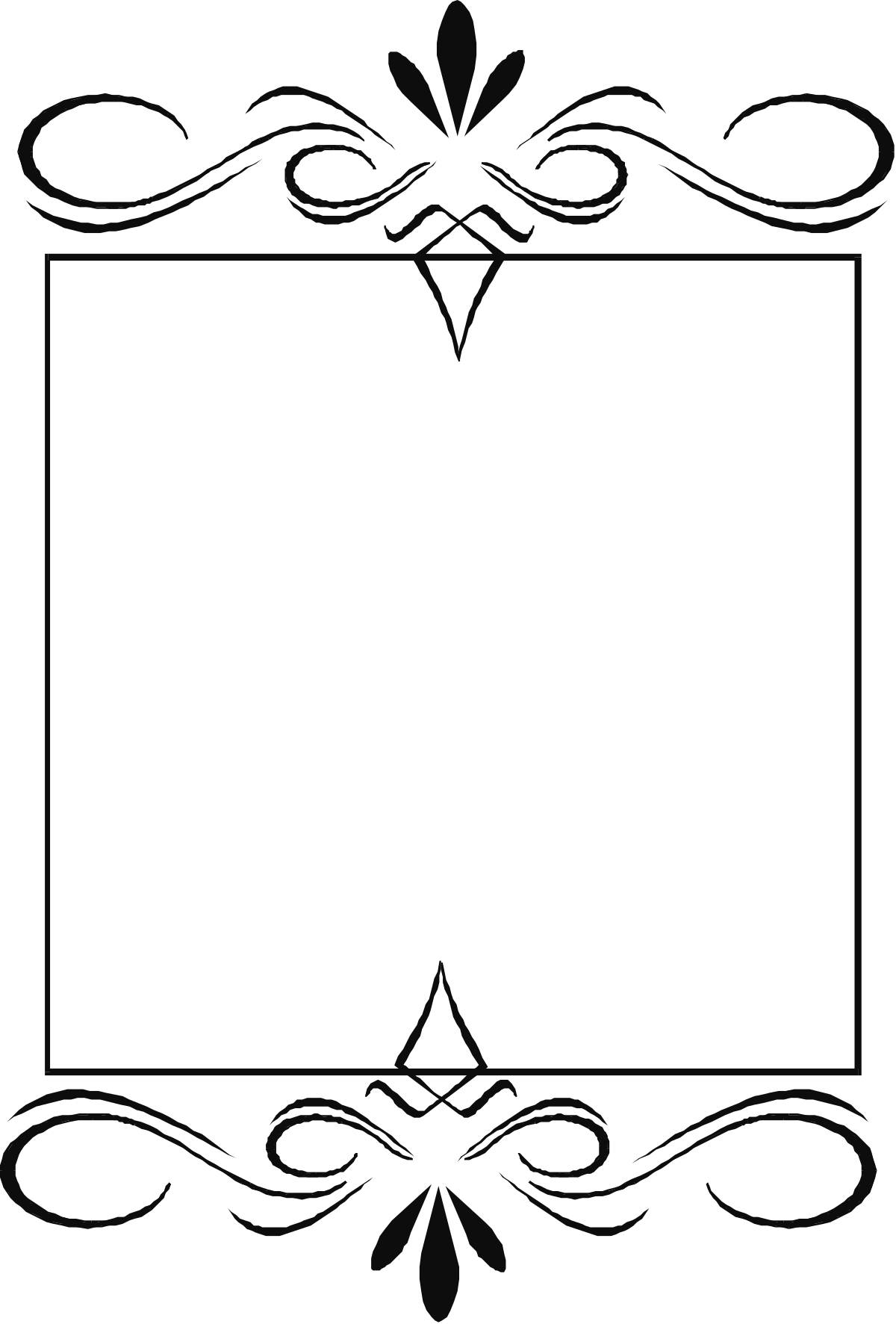 Elegant Black and White Floral Borders Clipart