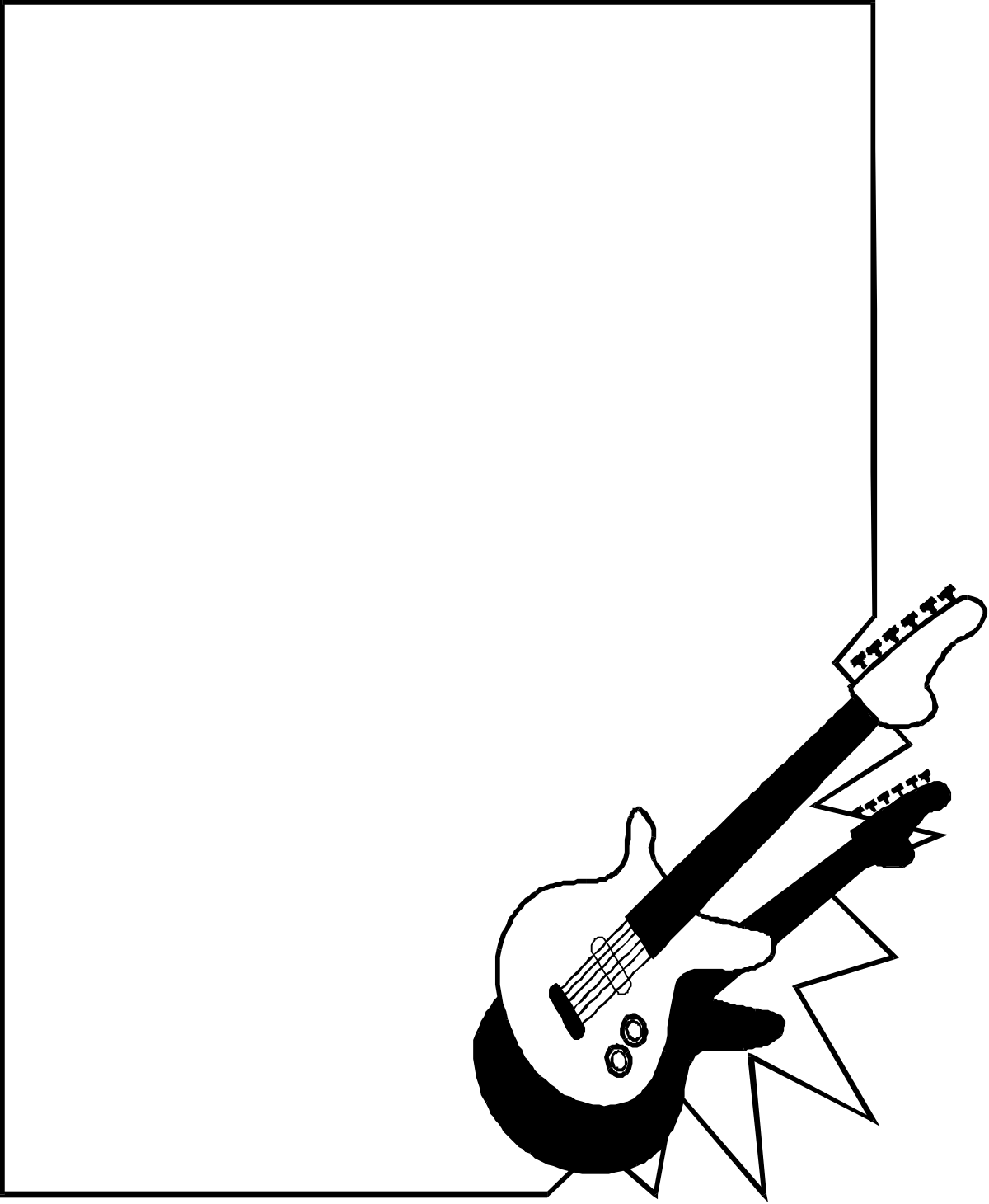 Guitar Clipart - Black and White Borders for Creative Designs