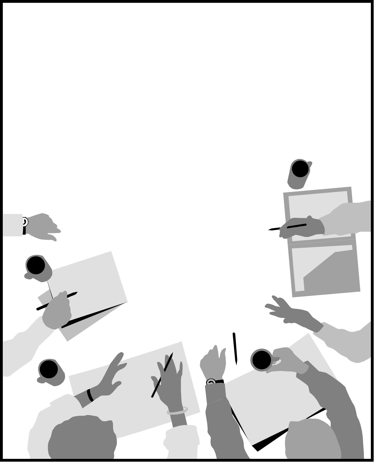 Group of People Holding Up Papers - Engaging Clipart for Presentations