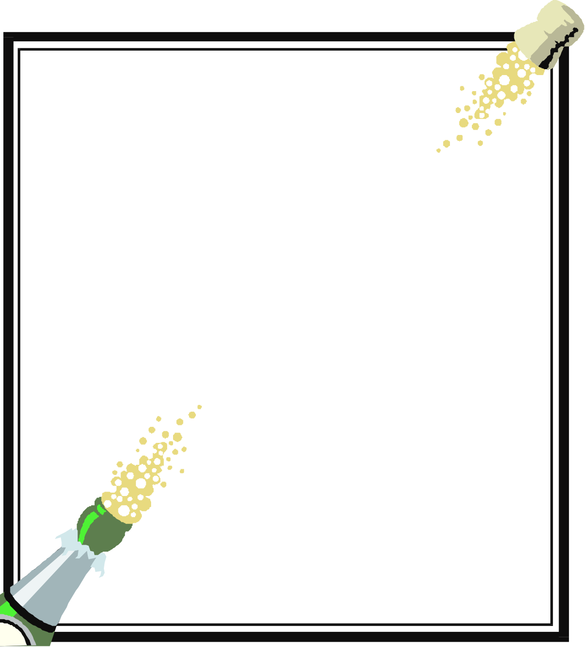 Champagne Bottle with Bubbles Clipart - Elegant Borders and Decorative Design