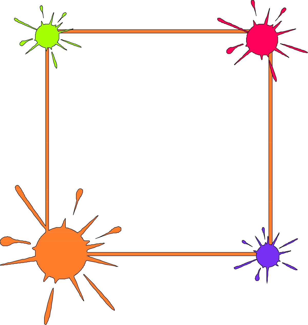 a square frame with four different colored shapes clip art png transparent Colorful Square Frame with Unique Shapes - Eye-Catching Clipart Design