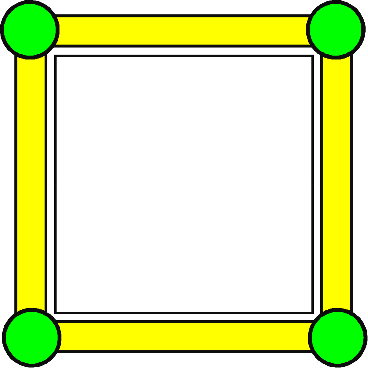 Square Frame with Green and Yellow Trims Clipart for Creative Designs