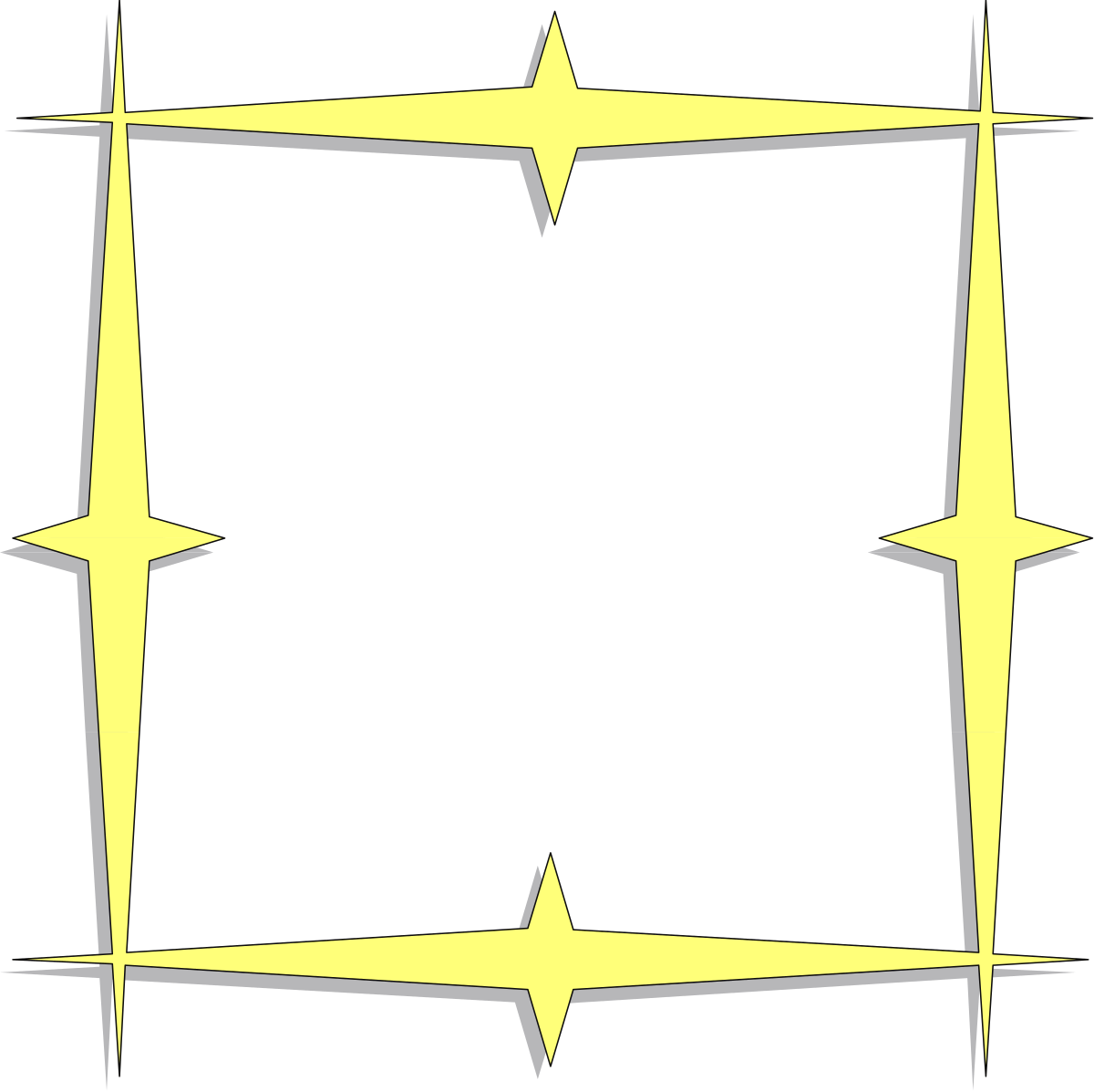 Yellow Star Frame Clipart on Black Background - Eye-Catching Borders