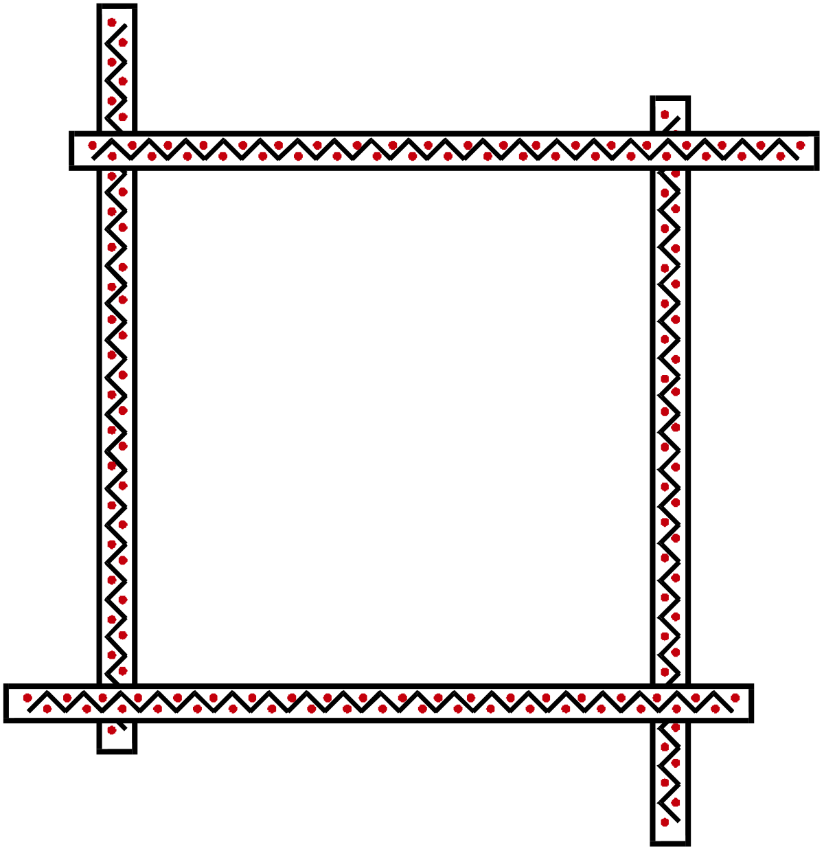 Red and White Square Frame Clipart - Vibrant Borders for Creative Projects
