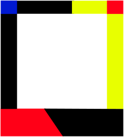 Bold Black and Yellow Square with Red and Blue Accent Clipart