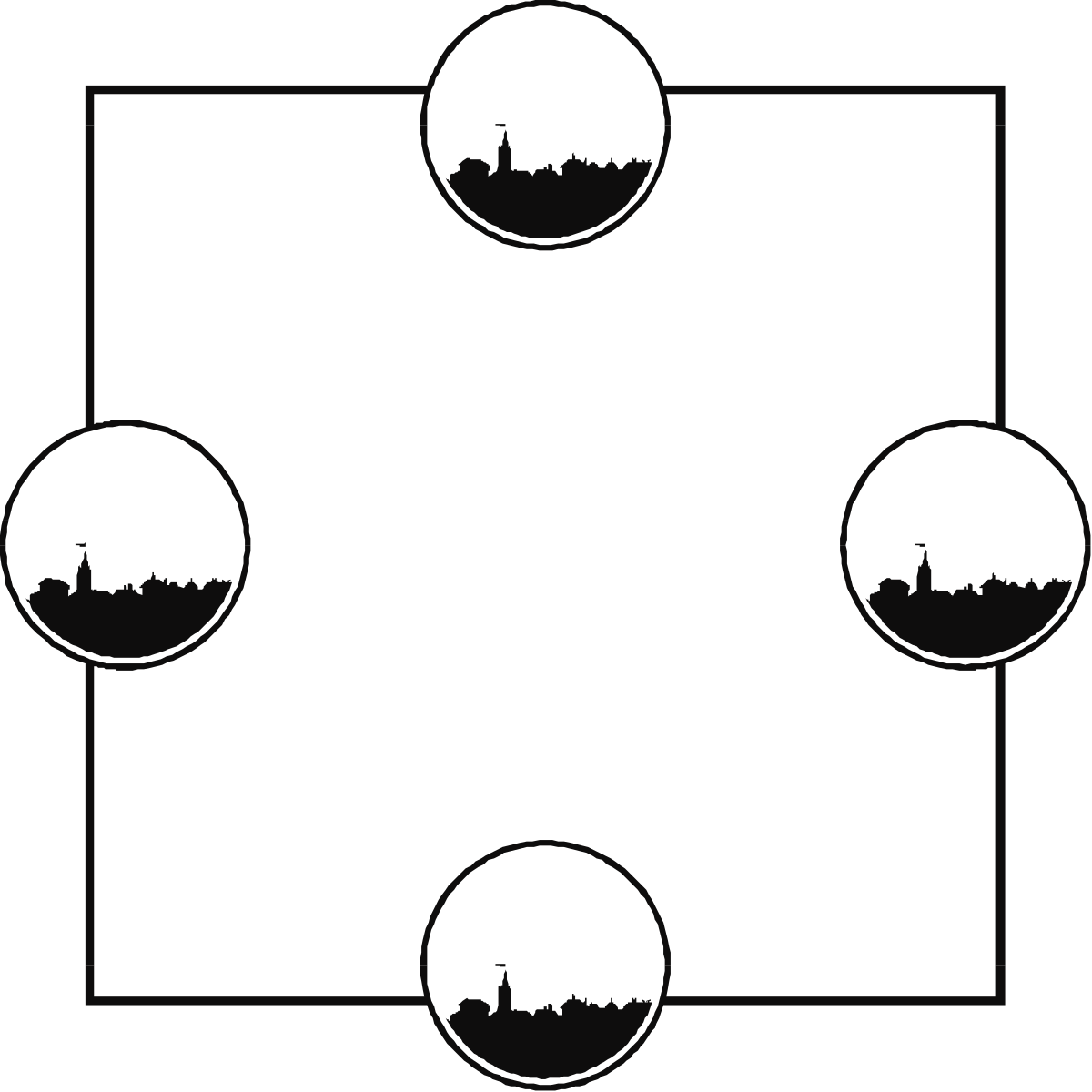 Borders with Four Central Circles - Unique Clipart Design