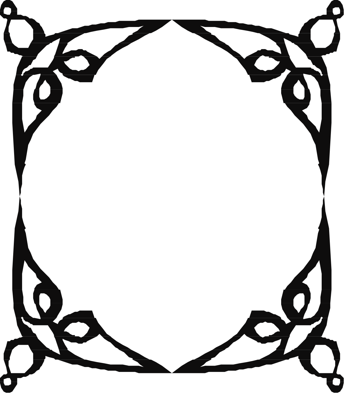Elegant Floral Design Black and White Square Frame Clipart