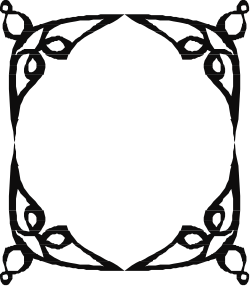 Elegant Floral Design Black and White Square Frame Clipart