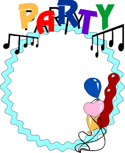 Party Invitation Clipart with Balloons and Music Notes
